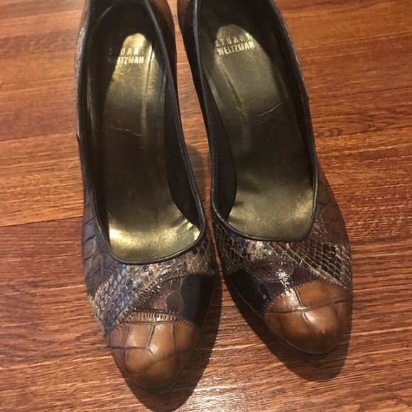 Stuart Weitzman heels brown patchwork - Picture 2 of 2